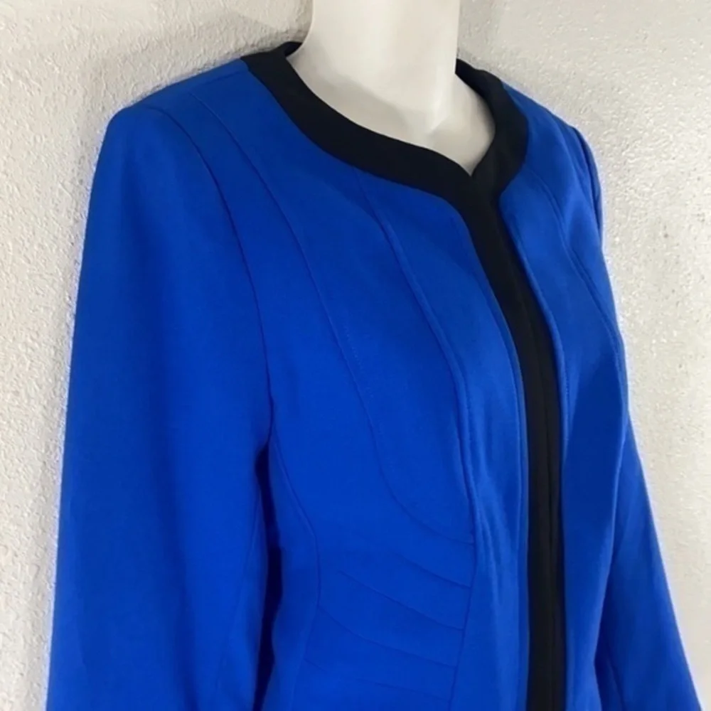 Calvin Klein cobalt blue black trim zipper jacket